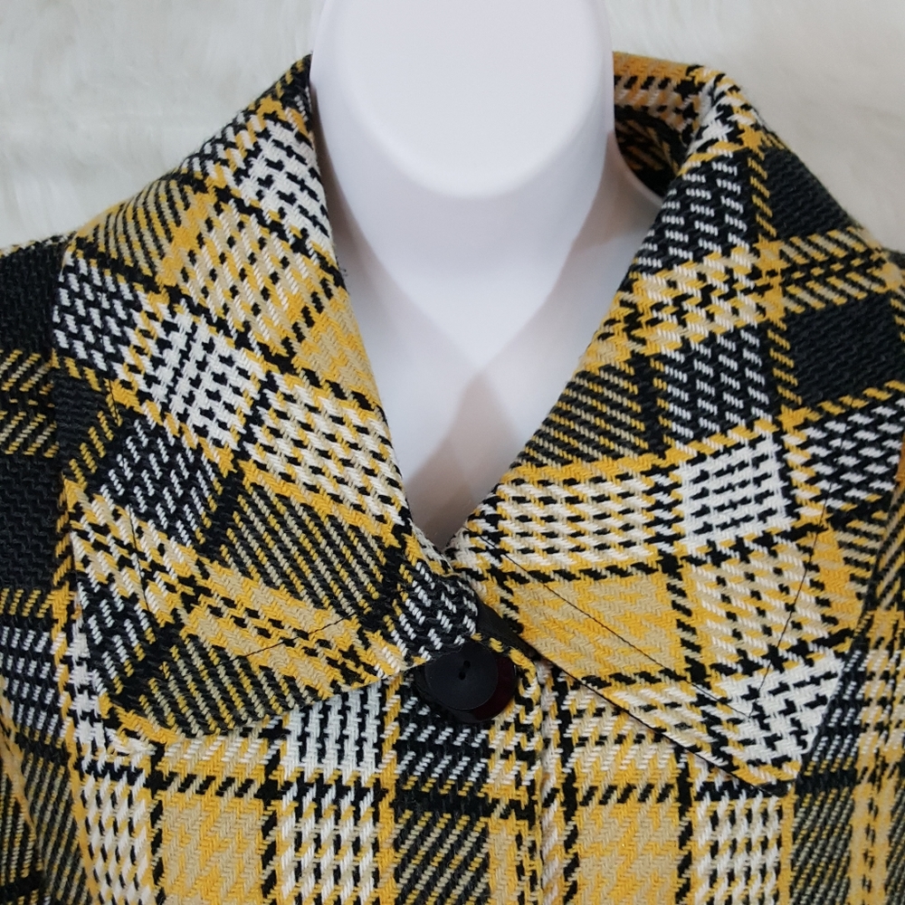 Yellow Plaid Women's Blazer - Picture 6 of 8